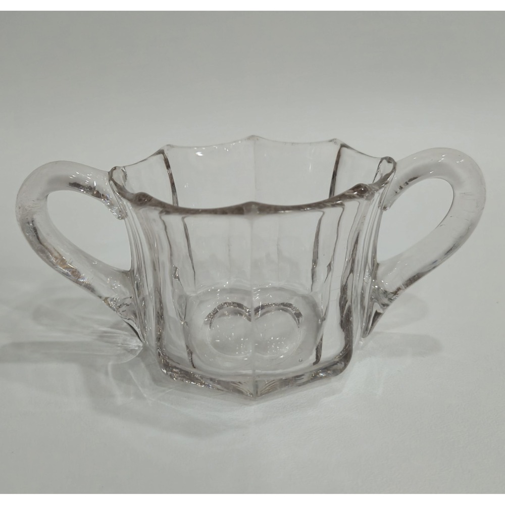 Indiana Glass Vintage Purple Tint Paneled Scalloped Sugar Bowl Double Handled